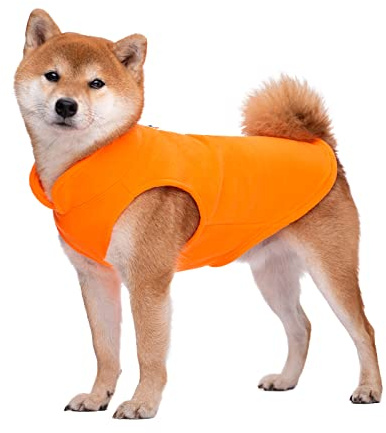 Hundepullover / Hunde-Sweatshirt, weiche Fleece-Weste, Kaltwetterjacke mit Ring für die Leine für kleine und mittelgroße Hunde (Größe M, Orange)