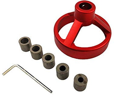 Namvo Gabarit de Guide de Foret Vertical Red, Accessoires 6/7/8/9/10 mm Positionneur de gabarit de Trou de Poche Gabarit de goujonnage de Guide à Angle Droit pour perforateur de menuiserie (Rond)