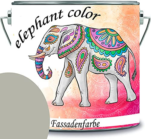 elephant color hochwertige Fassadenfarbe auf Silikonharz Sockelfarbe Betonfarbe (2 L, RAL 7032 - Kieselgrau)