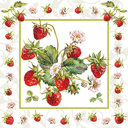 20 Servietten Zahlreiche Erdbeeren | Essen | Frühling | Sommer 33x33cm