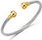 COOLSTEELANDBEYOND Gold Silber Elastische Verstellbare-Edelstahl Armband für Herren Damen Verdrehten Stahlkabel Armreif Poliert