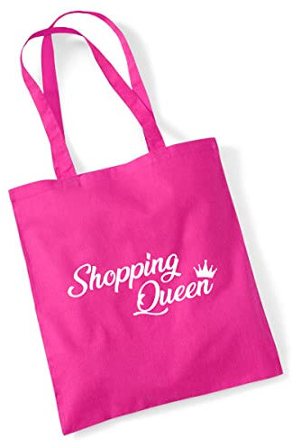 Huuraa Jutetasche Shopping Queen Geschenk 10 Liter Fuchsia Baumwolle Shopping Queen Aufmerksamkeit