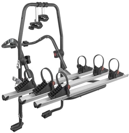 Menabo Fahrradträger 3 Fahrräder Kompatibel mit Ford Galaxy 1999-2015 | Heckträger Fahrrad Faltbar Abnehmbar Leichtgewichtig Zubehör Fahrradständer Aluminium Schwarz Silber