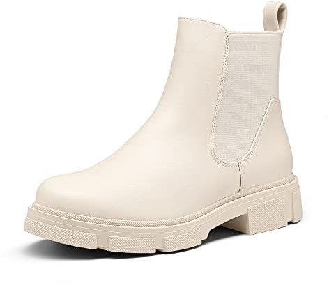 DREAM PAIRS Women's Boots Chelsea Ladies Boot Pull On Fall Fashion Walking Ankle Booties SDAB2205W-E,Size 3.5,Beige,SDAB2205W-E