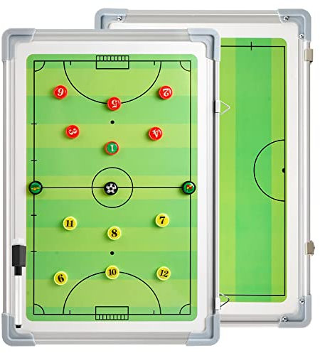 RoseFlower Taktikmappe Fußball, Professional Fussball Taktiktafel Taktikboard Football Coach Board Futsal Hallenfußballs mit Magnete, Stifte, Radiergummi - Ideal für Taktiken und Spielanpassungen