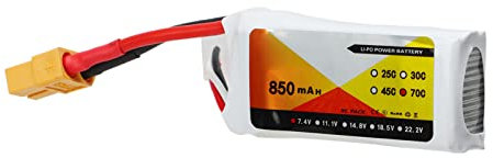 Lipo-Akku – 7,4 V 850 MAh 70 C 2S Lipo-Akku, Lipo-Akku mit XT60-Stecker, Zubehör, Passend für QAV250 Quadcopter 1 18 RC-LKW-Fahrzeuge, Ferngesteuerte Autoteile