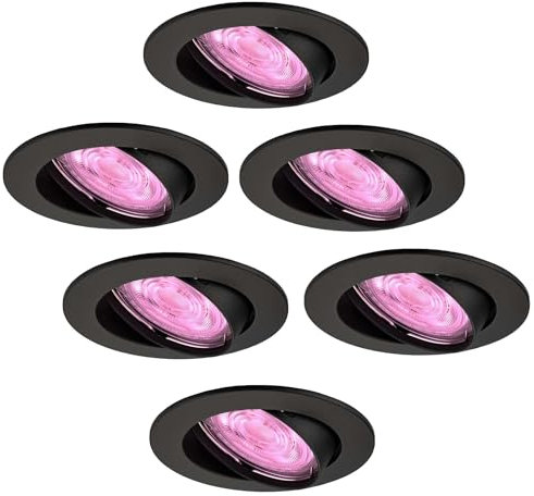 Ledvion - 6X SMART LED Einbaustrahler Amsterdam, Schwarz, Dimmbar, Rund, RGBWW, 2 Jahre Garantie