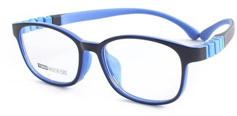 QYAJS Brillenrahmen für Kinder, optischer Brillenrahmen, TR90, flexibel, biegbar, einteilig, sichere Brille für Mädchen und Jungen, Blau, Medium