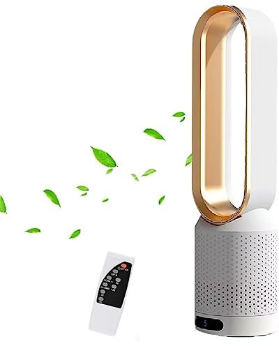 Ventilador de torre sin aspas purificador de aire,ventilador de torre sin hojas,ventilador de pie oscilante 90° con remoto,8 velocidades,temporizador 120 minutos,pantalla táctil LED,22 pulgadas