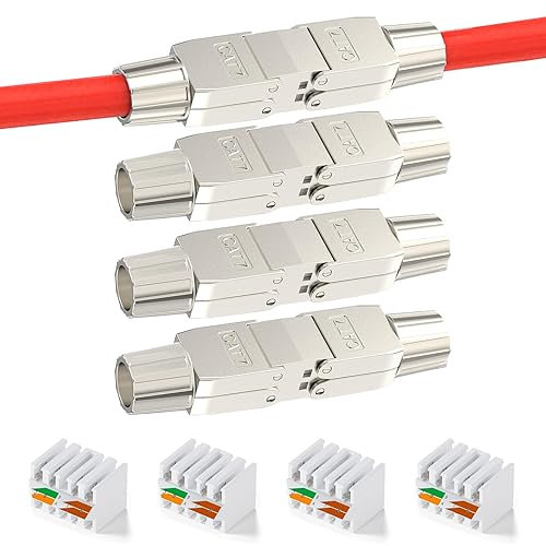 songyea 4×RJ45 Verbinder, Werkzeugloser Netzwerkkabelverbinder, RJ45 Stecker CAT5e, CAT6, CAT7 Verlegekabel Ethernet Installationskabel, Netzwerkverteiler