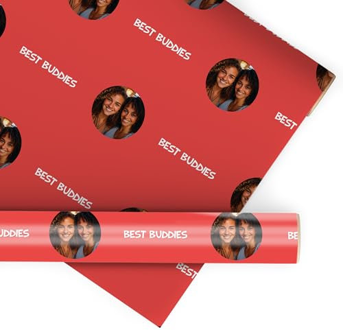 wandmotiv24 Geschenkpapier personalisiert, 100 x 210cm, 2.1 qm, Text und Foto anpassen, rot, Fotogeschenk, Geschenk für Freunde und Familie M0040