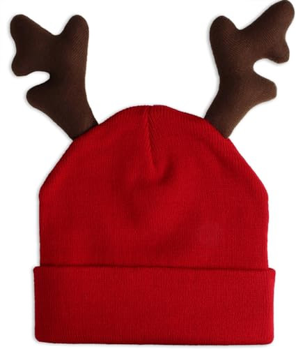 Storfisk fishing & more Rentier Elch Weihnachtsmütze gestrickt mit ausgepolstertem Stoff-Geweih