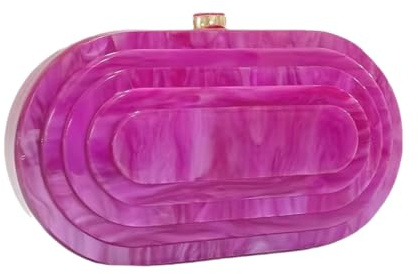 GSYPS - Bolso de noche con forma de concha para mujer, con efecto mármol brillante, para llevar de mano, al hombro o en bandolera, C-fucsia