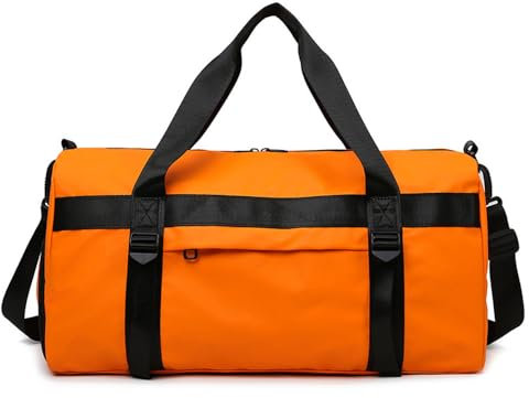 Vllcsla Sporttasche Männer Frauen Reisetasche, 31L, 50x25x25, mit Schuhfach & Nassfach, Sporttasche Fitnessstudio Herren Klein Yogamattenband, Trainingstasche Herren Boxen Weekender Tasche, Orange