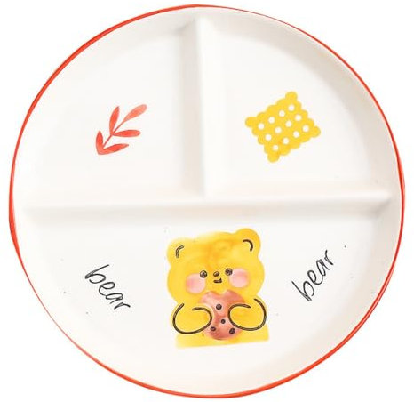 Piatto Scomparti Ceramica, Piatti Ceramica, Piatto Diviso in Tre per Dieta Adulti, Piatti per Snack, Instalata, Dessert, Piatto Diviso in Tre per Dieta (8 Polici)