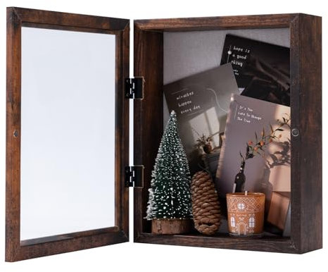 Muzilife 3D Holz Objektrahmen mit Öffnung zum Befüllen 28x35cm Bilderrahmen mit Stecknadeln und Dübel für DIY Display Shadow Box, Geschenk für Familie Freunde Büro, Dunkelbraun