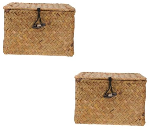 MAGICLULU 2Er-Box Pflanzenkorb Körbe aus Hyazinthe Anlage Halter Lagerung Tee-Aufbewahrungshalter Weben Aufbewahrungskorb Aufbewahrungskiste schmücken Gewobener Korb