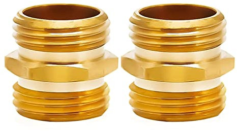 Lot de 2 adaptateurs de tuyau d'arrosage en laiton massif de 1,9 cm - Double connecteur rapide mâle vers mâle - Adaptateur de robinet pour tuyau d'arrosage en laiton, Raccord per