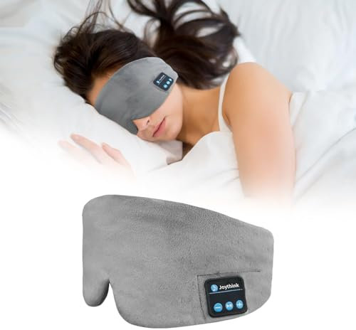 Bluetooth Sleep Mask Soft Sleep Headphones Mask Blackout, Adjustable Wireless Earbuds Musical Eye Cover Sleep Headset for Side Sleepers Women Men Travel Office, Grey