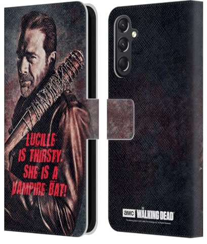 Head Case Designs Offizielle AMC The Walking Dead Lucille Vampir Fledermaus Negan Leder Brieftaschen Handyhülle Hülle Huelle kompatibel mit Samsung Galaxy A24 4G / Galaxy M34 5G
