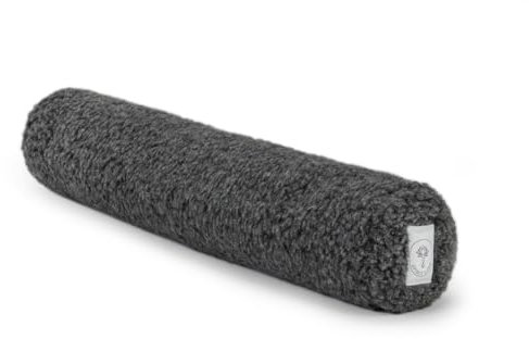 Merino Schafwolle Yoga Bolster | Yogarolle mit Bio-Buchweizenschalen | Einstellbare Füllung | Weiche Naturwolle Waschbarer Bezug | Reisefreundlich | Mit Tragetasche | Runde 70x13cm - Graphit