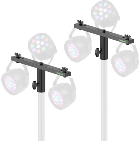NiuNyuNeu DJ Lighting Bar T-Bar Lighting Extension Cross Bar Mount 3 lights for Tripod Speaker Stand DJ Lighting Tripod Mount