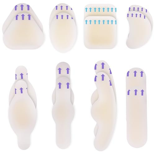 16 Stück Blasenpflaster Ferse Hydrokolloid Pflaster Set, Wasserdicht Gel Pflaster Blasenprävention, Fersenschutz Pflaster Linderung Reibungsschmerzen, Unsichtbare Klebepflaster Wandern für Zeh Füße