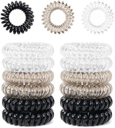 Qufiiry 12 Stück Spiral Haargummis, Elastische Haargummi, Hair Ties, Zopfgummi, Elastisch Zopfgummi, Haargummi, Haargummi Damen, Haargummis Kunststoffspule, für Mädchen und Damen