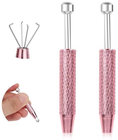2 Stück Piercing Zange Schmuck Pinzette mit 4 Klauen Schmuck Pick up Werkzeug Anti-Rutsch Schmuck Aufhebwerkzeug für Edelsteinabholung, Pick up Piercing Kugel