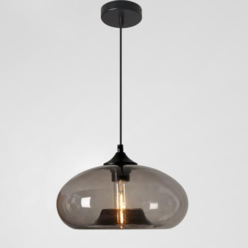 ITETONE LáMpara Colgante Industrial Moderna, LáMpara Creativa, LáMpara Redonda De Cristal, LáMpara De DecoracióN Sencilla, LáMpara De Cristal Colorida, Pantalla E27, LáMpara De Techo Black