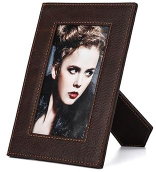 ZZHYTANG Bilderrahmen Hohe Auflösung Dauerhaft Fotorahmen Retro Schreibtisch Kunsthandwerk Braunes Leder Dekorationen for Ihr Zuhause for Geburtstag Festival Familie Liebhaber Geschenk