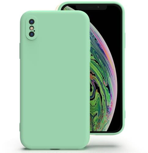 Zuvirelx Silikon Handyhülle für iPhone X/XS Hülle, Weiches Griff, Dünne, Minimalistisch, Stoßfest, rutschfest, Taschenpassend - Helles Cyan
