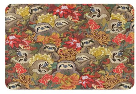 EdsfFehs Rutschfeste Fußmatte mit lustigem Faultier-Druck, für den Innen- und Außenbereich, Badezimmer, Küche, Schlafzimmer, Eingangsbereich