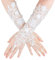 FERCAISH 1 Paar Lange Spitzenhandschuhe, Weiße Brauthandschuhe, Fingerlose Handschuhe mit Spitze, Frauen Blumenspitze Handschuhe, für Hochzeit Party Teeparty Opernparty Kostüm