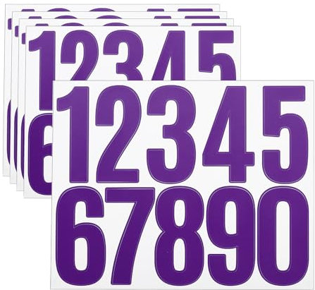 sourcing map 5 Sheets Vinyl House Numbers, 3 Inch Waterproof Self-Adhesive Number Stickers for Mailbox, Sign, Window, Door, Address Number, Purple
