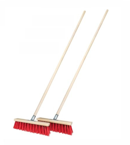 2 Stück Straßenbesen 30 cm mit Stiel 150 cm Holz draußen Gartenbesen Industriebesen Robuster Outdoor Besen mit Stabilen Borsten für Hof Garten und Gehwege (30cm + Stiel 150cm)