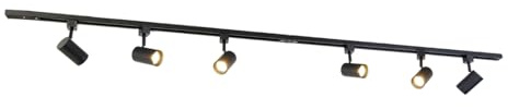 QAZQA - Modern Modernes Schienensystem Komplettset I Spotlight I Deckenspot I Deckenstrahler I Strahler mit 6 schwarzen Spot I Spotlight I Deckenspot I Deckenstrahler I Strahler I Lampe I Leuchten 1-p