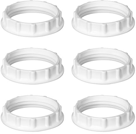 Lampshade Reducer Ring E14 Lamp Shades Reducer Washer Light Socket Rings Screw Collar Ring 28MM Plastic Lamp Ring Lamp Shade Holder Adapter Ring Lampshade Fittings E14 for Table Lamp, White, Pack of 6