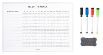 Planbooks Magnetischer Habit Tracker A4 – Whiteboard-Monatsplaner mit Stiften & Radierer – Wiederverwendbares Planungstool für Gewohnheiten und Ziele