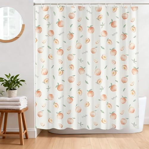 BREASOME Duschvorhang 180x180 cm Anti-Schimmel Duschvorhang Pfirsich Stoff Polyester Wasserdicht Badewanne Vorhang mit Ösen und 12 Haken