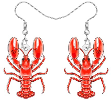 LONYOO Acryl bunten Flusskrebse Hummer Ohrringe Dangling Shrimp Seestern Fisch Muschel Schmuck Ozean Sommer seltsame Geschenke für Frauen Mädchen Mama Strand Liebhaber