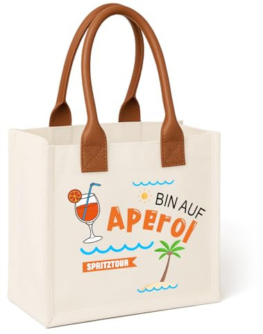 Aperol Tasche Bin auf Aperol Spritztour, Aperol Spritz Geschenkset für Frauen Freundin Mama Schwester, Aperol Merch & Accessoires Shopper, Strandtasche, Personalisiert Aperol Tasche (B)