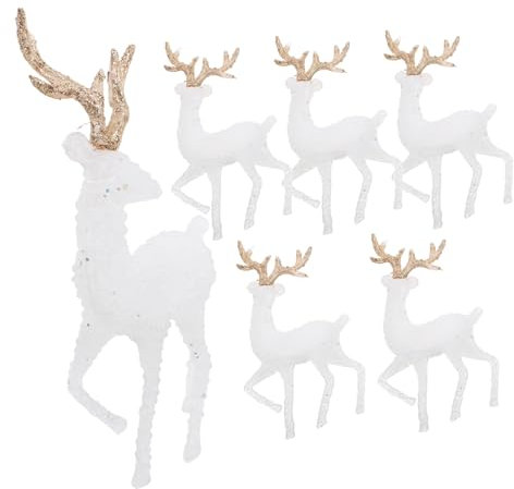 6 Stück Weihnachts Rentier Figuren für Weihnachten Feier, Weiß