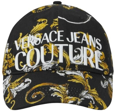 VERSACE JEANS COUTURE Barockes Allover-Logo schwarz/goldfarbene Kappe, multi, Einheitsgröße