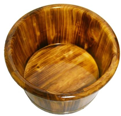 Failjierue Oak Wood Foot Spa Barrel - 26x36cm Fumigation & Soaking Tub Natural Wooden Foot Bath Bucket for Spa, Sauna & Home Relaxation(Brown)