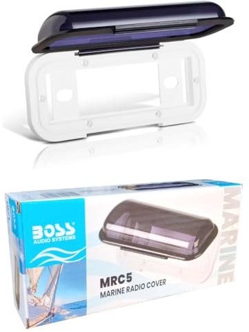KIT SET PER BOSS AUDIO SYSTEMS MRC5, 1 protezione radio marina stereo 1 din colore bianco barca gommone piscina imbarcazioni waterproof impermeabile, 1 pezzo + guarnizione omaggio