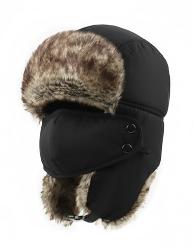 Zylioo XXL Winter Trappermütze Für Großen Kopf,Wintermütze mit Ohrenklappen Größe 60-65cm Russenmütze für Snowboarden Skaten Outdoor