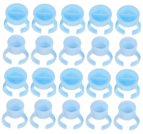 ARTSEWPLY 200 Stück Teiliges Microblading Pigmentringe Blau Mittlere und Große Wimpernkleber Halter Ringe für Präzise Eyelash Extension Anwendung Professionelle Salon und DIY Nutzung