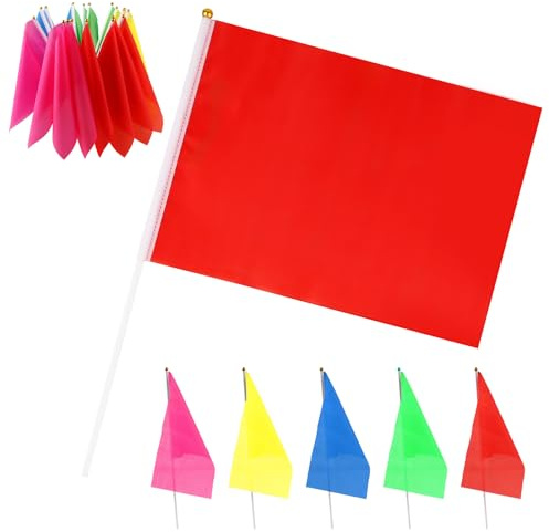​​20 Stück Mini-Flaggen auf Stöcken,Handgehaltene Kleine Fähnchen,Blanko Handflaggen,Kleine Bunt Flagge,für Sportveranstaltungen,Feierlichkeiten und Partys,28x20cm (Rot,Gelb,Glau,Grün,Rosa)​