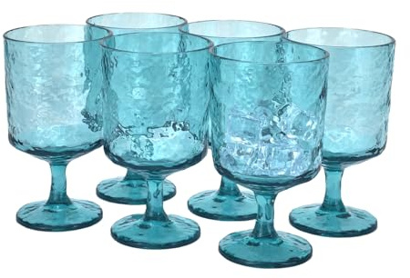 yongzhenlite Set di 6 bicchieri da vino Iceberg in acrilico, con stelo in plastica, per tutti gli usi, feste, senza BPA e durevoli, colore: verde acqua